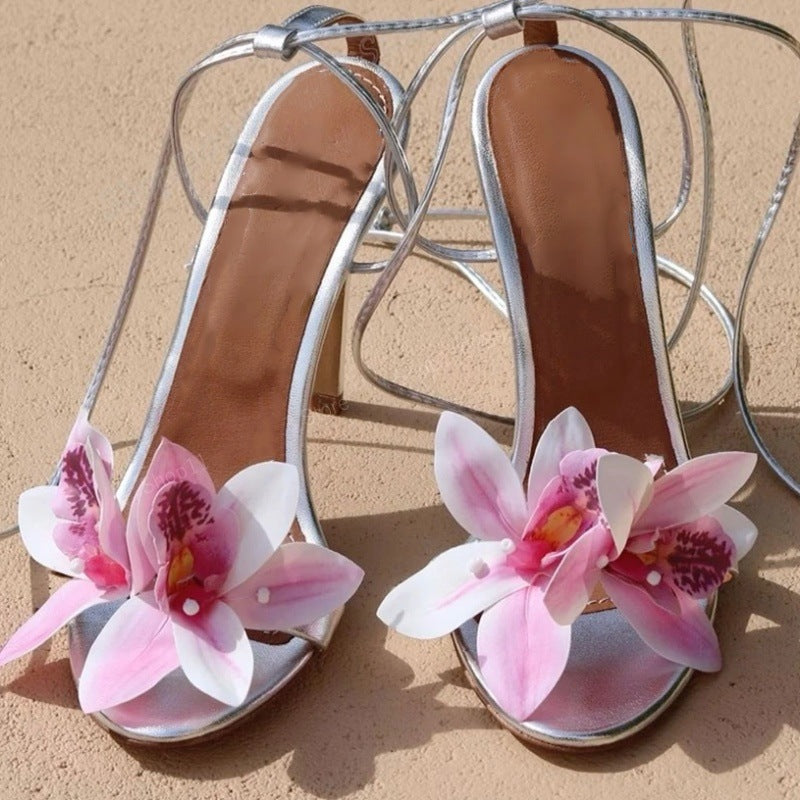 Lailah | Open High-heeled Sandals with Cross Straps
